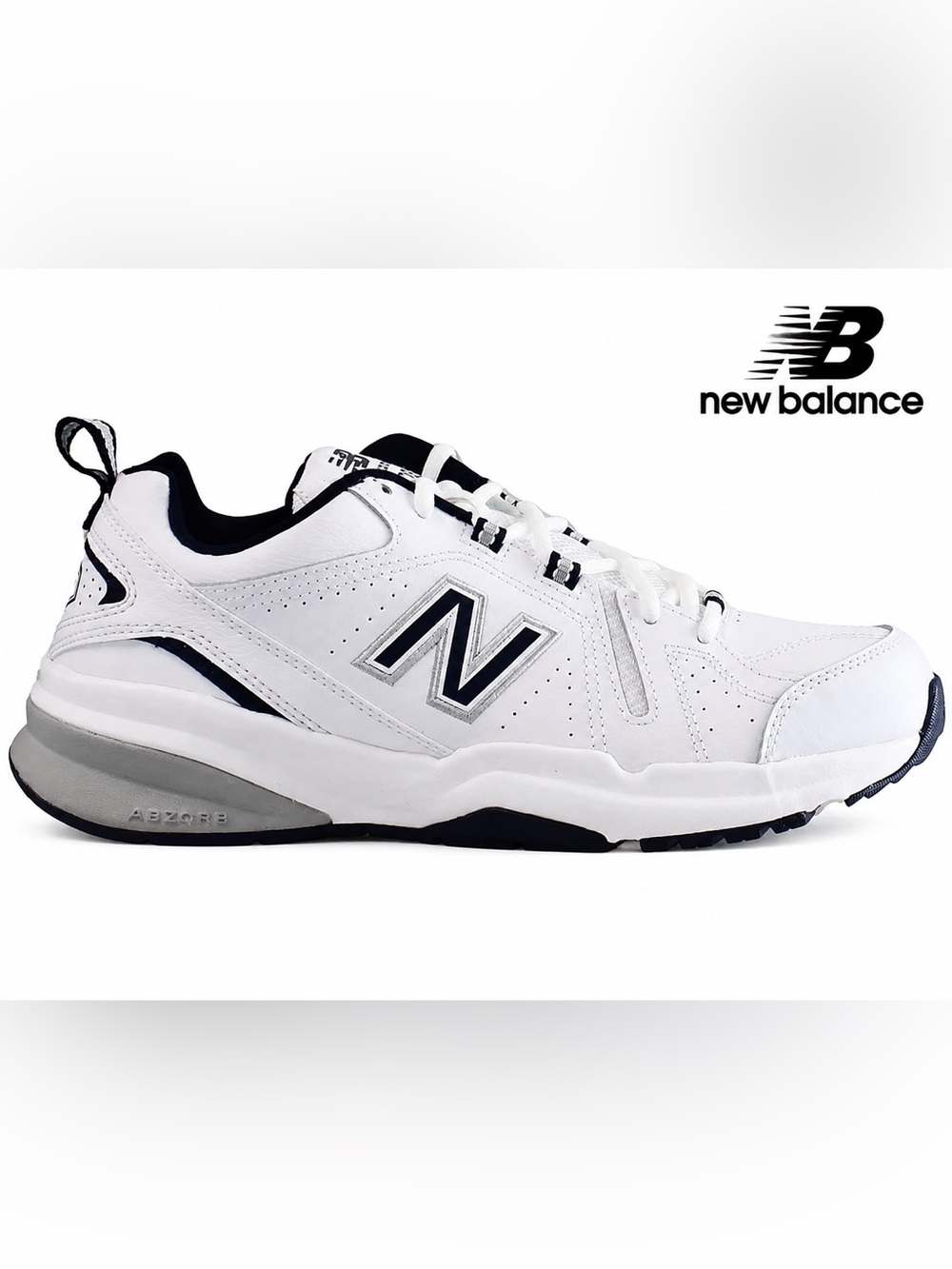 NEW BALANCE® White/Navy 608v5 MX608WN5 Memory Foam Sneakers Size 6.5 Wide NIB!
